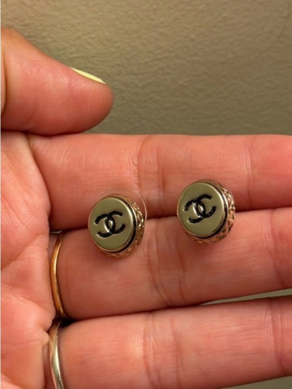 CHANEL Upcycled button Earrings